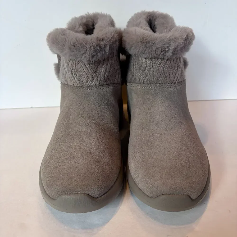 Skechers On-the-GO City Winter Gleam Water Repellent Dark Taupe Boots Women's 8